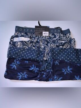 Geoffrey Beene Men's Navy Blue Patterned Boxer Brief 3-Pack